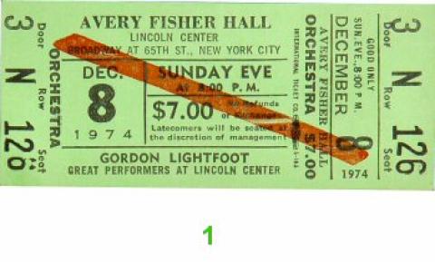 Gordon Lightfoot Vintage Ticket