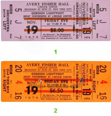 Gordon Lightfoot Vintage Ticket