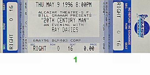 Ray Davies Vintage Ticket