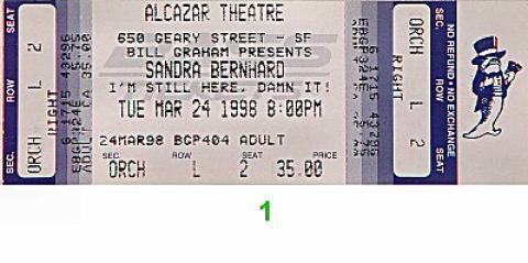 Sandra Bernhard Vintage Ticket