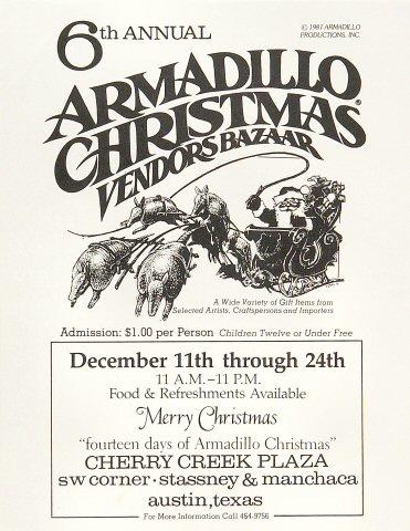 6th Annual Armadillo Christmas Vendors Bazaar Handbill