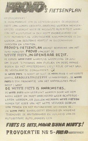 PROVO'S fietsenplan Handbill