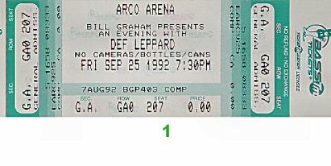 Def Leppard Vintage Ticket