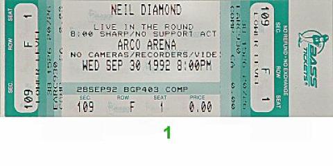 Neil Diamond Vintage Ticket