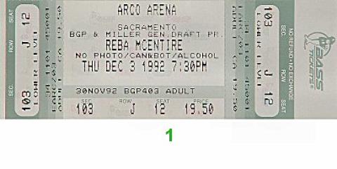 Reba McEntire Vintage Ticket