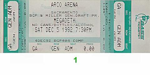 Megadeth Vintage Ticket