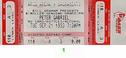Peter Gabriel Vintage Ticket