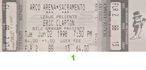 Eric Clapton Vintage Ticket
