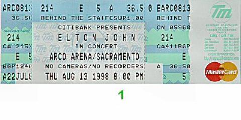 Elton John Vintage Ticket