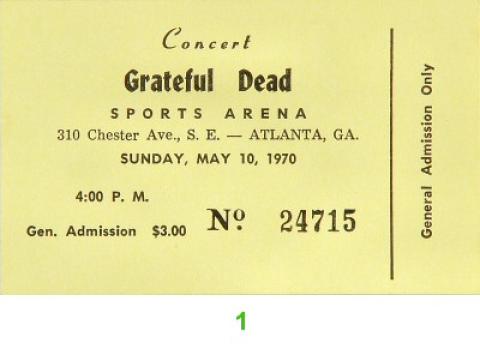 Grateful Dead Vintage Ticket