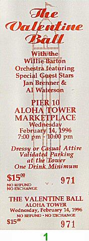 Willie Barton Orchestra Vintage Ticket