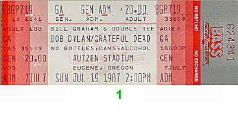 Bob Dylan Vintage Ticket