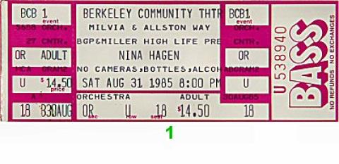 Nina Hagen Vintage Ticket