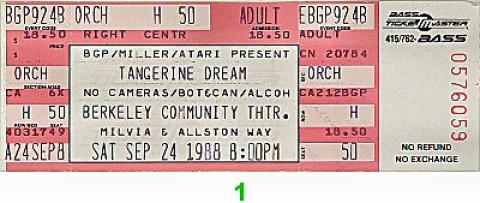 Tangerine Dream Vintage Ticket
