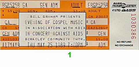 In Concert Against AIDS Benefit: Evening of Gospel Music Vintage Ticket
