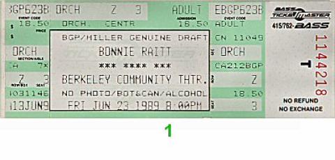 Bonnie Raitt Vintage Ticket