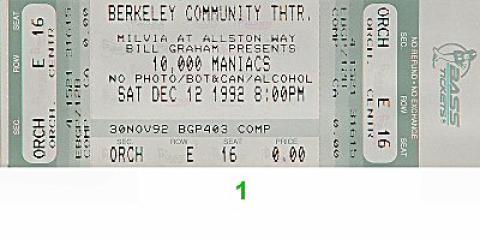 10,000 Maniacs Vintage Ticket