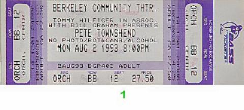 Pete Townshend Vintage Ticket