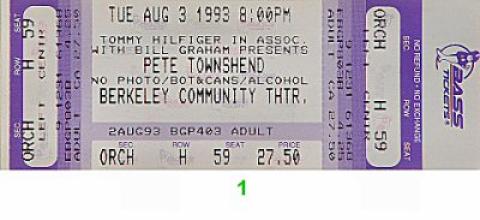 Pete Townshend Vintage Ticket