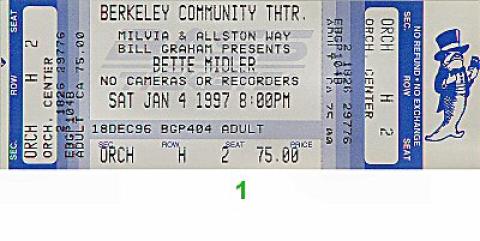 Bette Midler Vintage Ticket