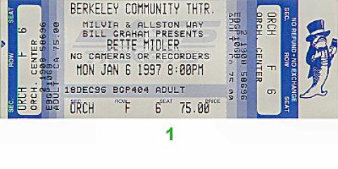 Bette Midler Vintage Ticket