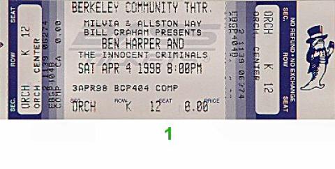 Ben Harper & The Innocent Criminals Vintage Ticket