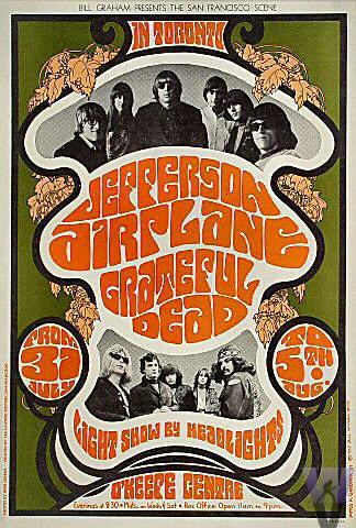 Jefferson Airplane Vintage Concert Poster from O'Keefe Center, Jul