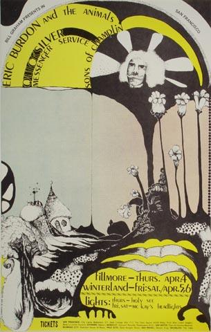 Eric Burdon & The Animals Vintage Concert Poster from Oakland
