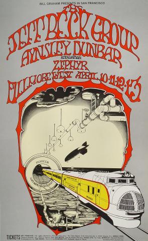 Jeff Beck Group Vintage Concert Poster from Fillmore West, Apr 10
