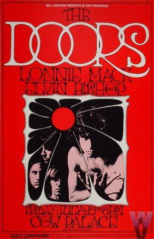 The Doors Vintage Concert Poster from Cow Palace, Jul 25, 1969 at