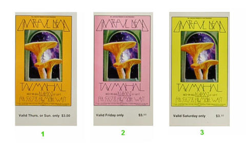 Grateful Dead Vintage Ticket