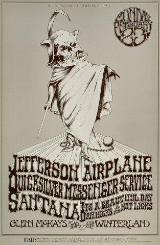 Jefferson Airplane Vintage Concert Poster from Winterland, Feb 23