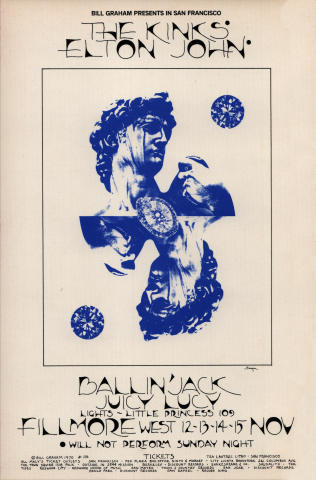 Lee Michaels Vintage Concert Poster from Fillmore West, Dec 10