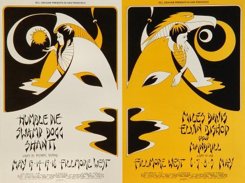 Miles Davis Vintage Concert Poster from Fillmore West, May 6, 1971