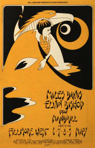 ミュージシャン Miles Davis vintage poster Miles Davis Vintage Concert Poster from Fillmore West, May 6, 1971