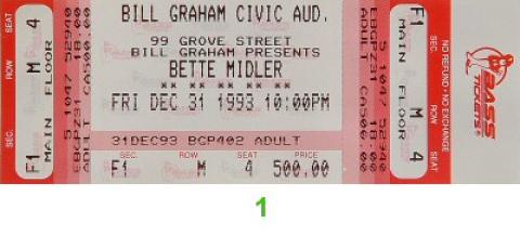 Bette Midler Vintage Ticket
