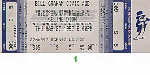 Celine Dion Vintage Ticket