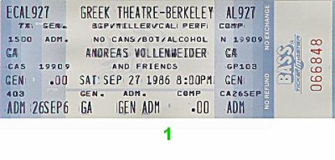 Andreas Vollenweider Vintage Ticket