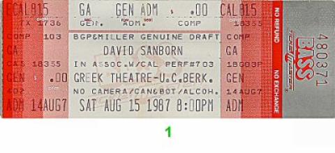 David Sanborn Vintage Ticket