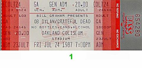 Bob Dylan Vintage Ticket