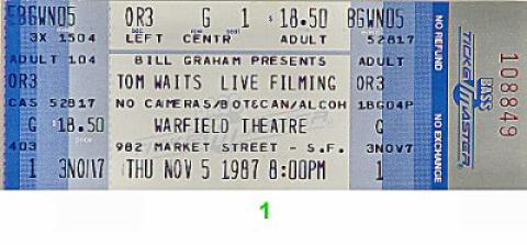 Tom Waits Vintage Ticket