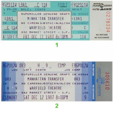 The Manhattan Transfer Vintage Ticket