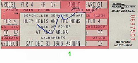 Huey Lewis & the News Vintage Ticket