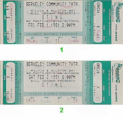 Sting Vintage Ticket