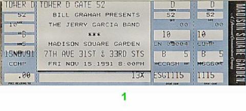 Jerry Garcia Band Vintage Ticket