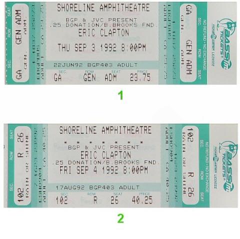 Eric Clapton Vintage Ticket