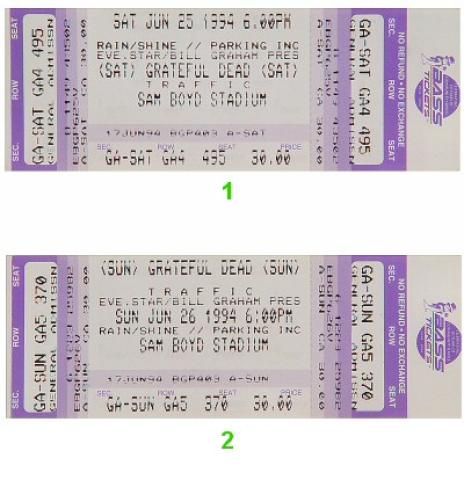 Grateful Dead Vintage Ticket