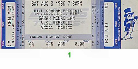Sarah McLachlan Vintage Ticket