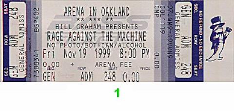Rage Against the Machine Vintage Ticket