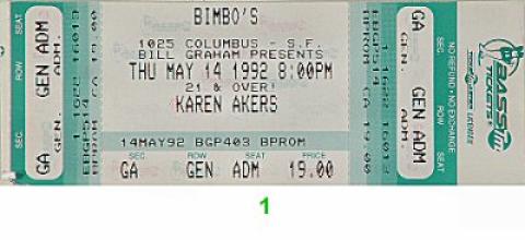 Karen Akers Vintage Ticket